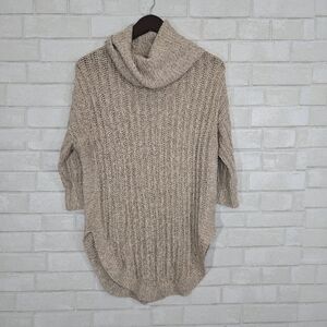 Cozy Knit Cowl Neck Sweater - Beige
